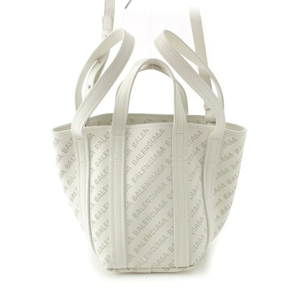 Balenciaga Everyday North South Tote white leather